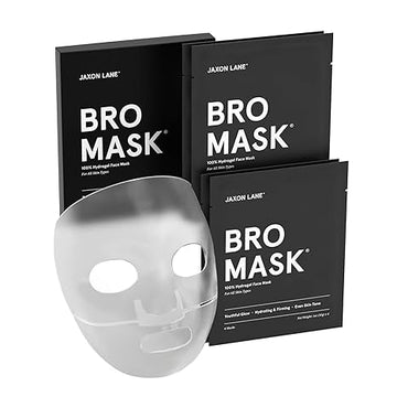 BRO MASK Korean Face Mask for Men: Premium Mens Face Mask Skin Care & Facial Anti Aging Sheet Masks with Hydrogel, Vitamin C & E