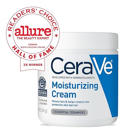 CeraVe Moisturizing Cream, Body and Face Moisturizer for Dry Skin, Body Cream with Hyaluronic Acid and Ceramides, Daily Moisturizer